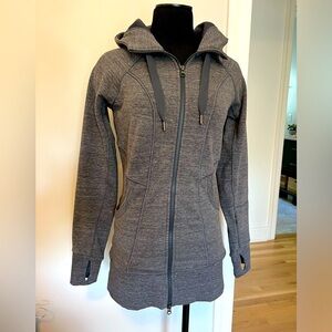 Athleta full zip jacket with hood. Small, Heather gray, light fleece lining